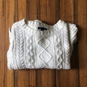 white patterned sweater